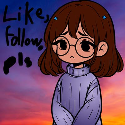 sad girl with glasses in a sweater