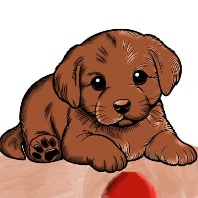 a cute realistic puppy