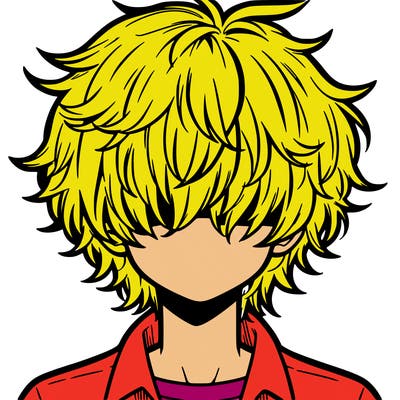 manga boy fluffy hair covering his eyes