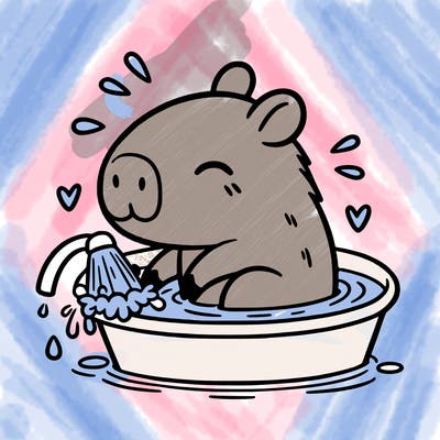 capybara taking a bath