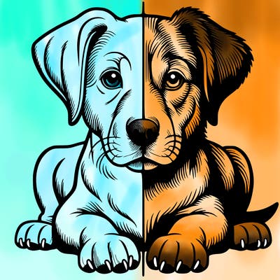 realistic dog split picture