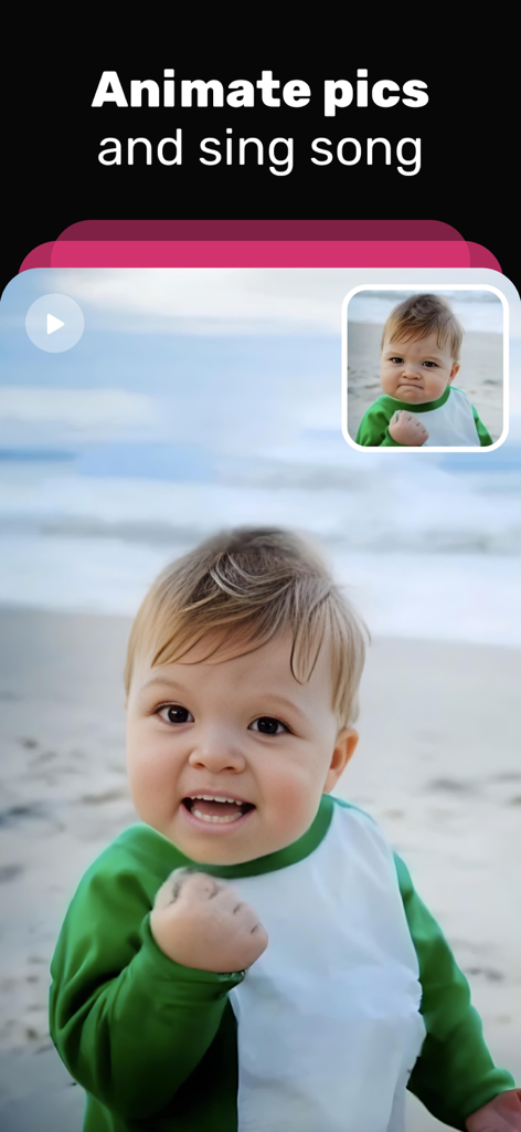 Mimic - AI Photo Face Animator - A photo of a baby being animated to sing using the Mimic AI app