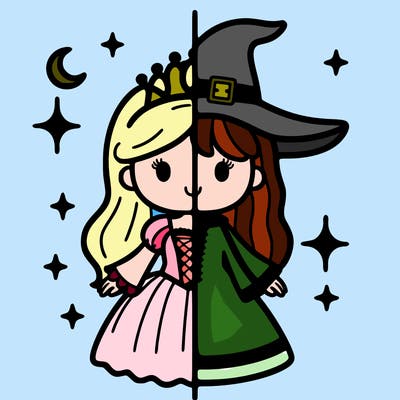 split princess and witch