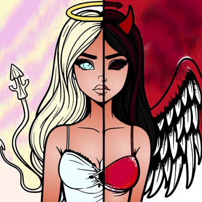 devil vs angel realistic girl