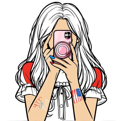 a realistic girl holding her phone taking pictures