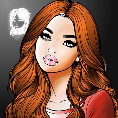 realistic girl with hair on her hair and lips