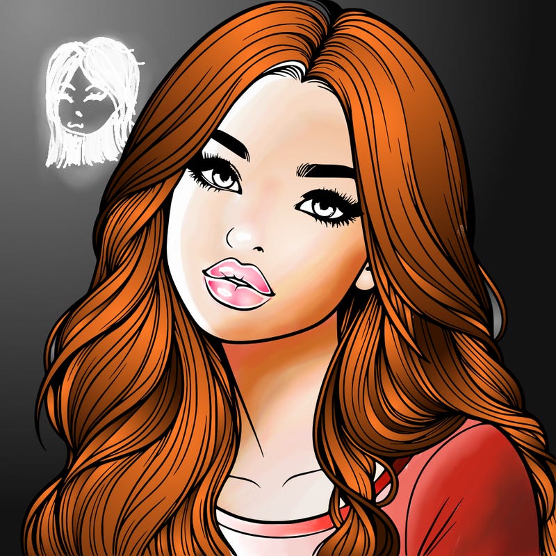 realistic girl with hair on her hair and lips