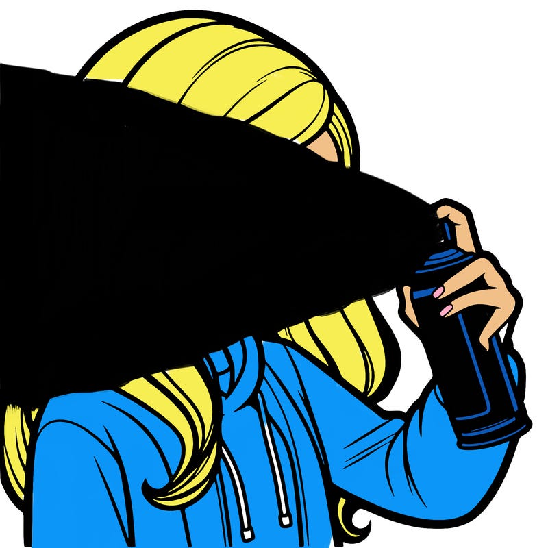 a realistic girl spray painting