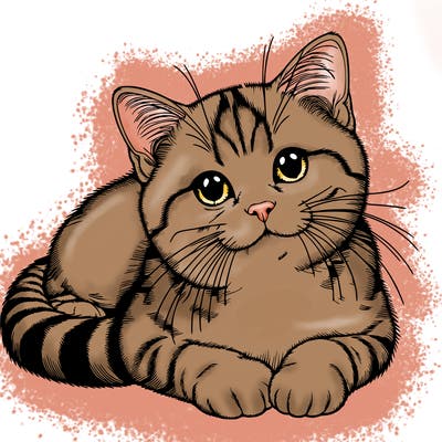 realistic cat with clear lines