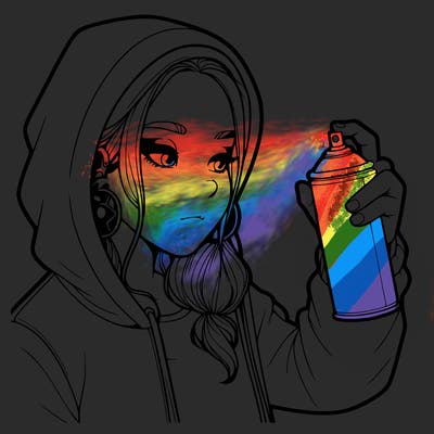 a realistic girl, spray painting