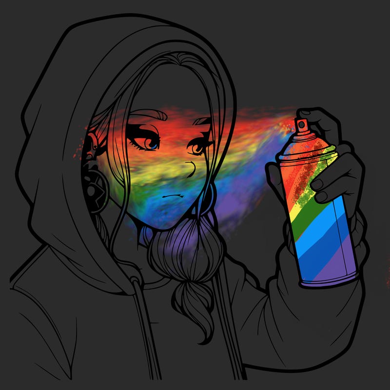 a realistic girl, spray painting