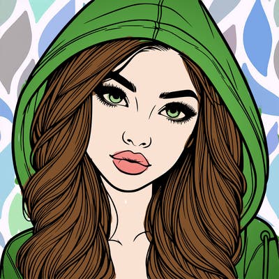 realistic beautiful girl with a hood on