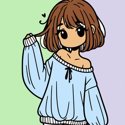 girl in baggy sweater hanging off her shoulder