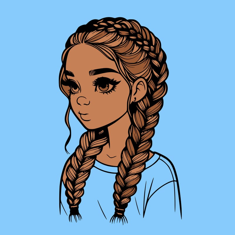 realistic girl with braids