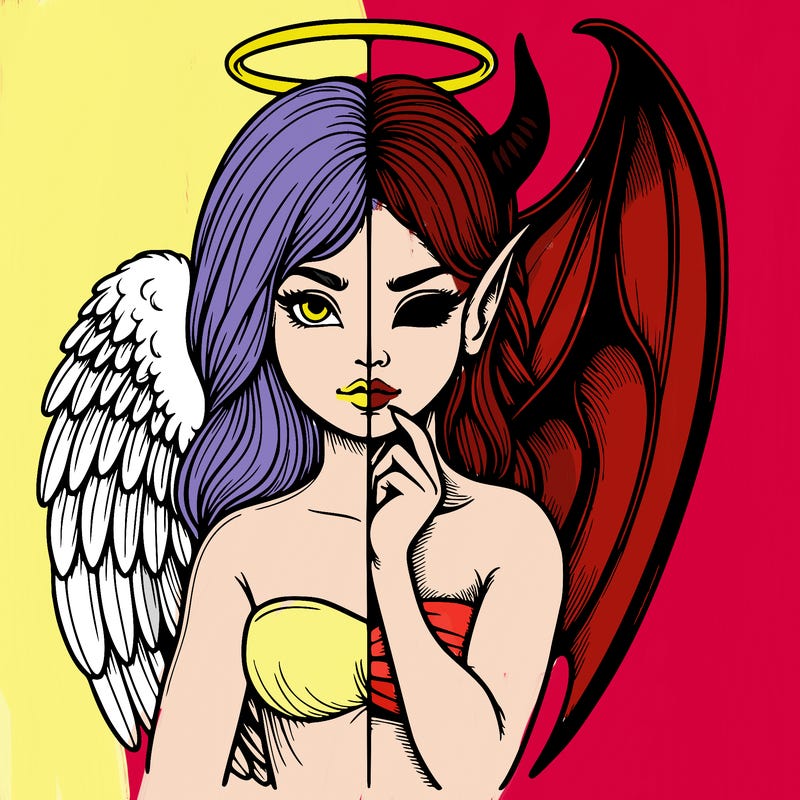 realistic angel half demon