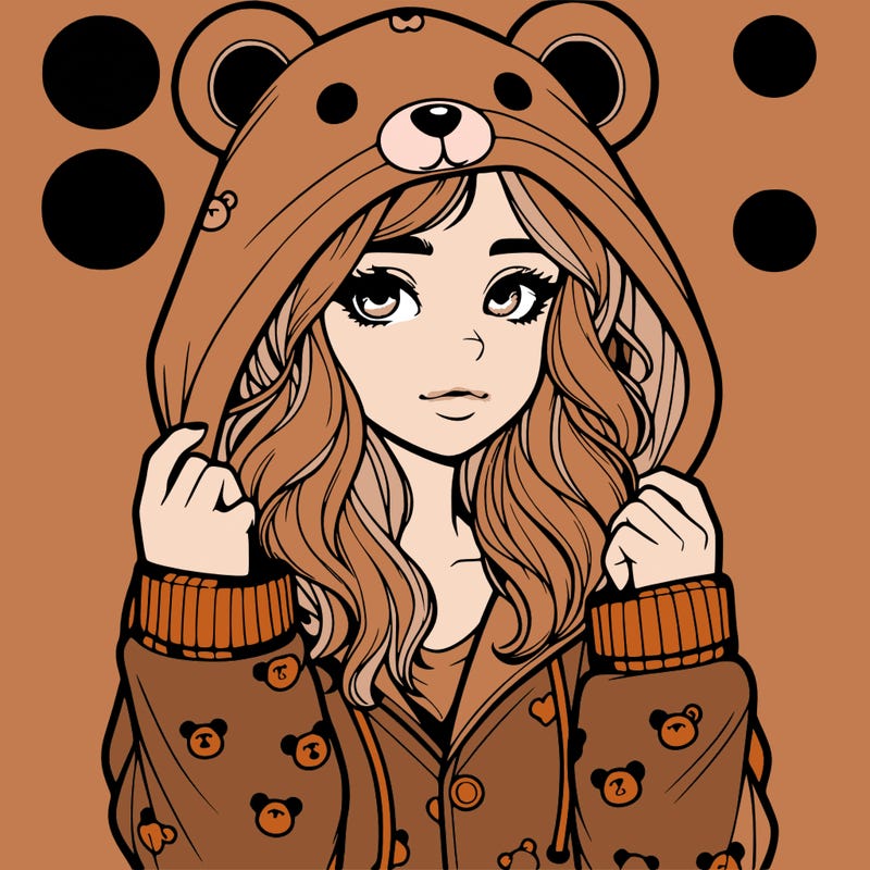 realistic girl in a animal pjs hoodie