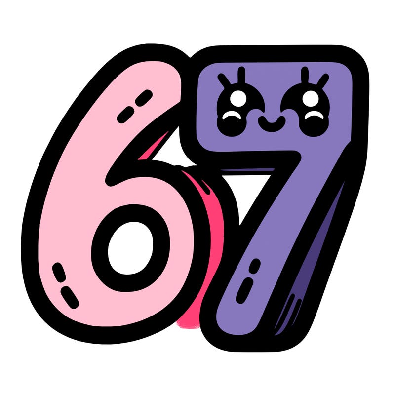 the numbers 67