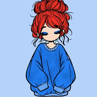 girl with baggy sweatshirt and messy bun