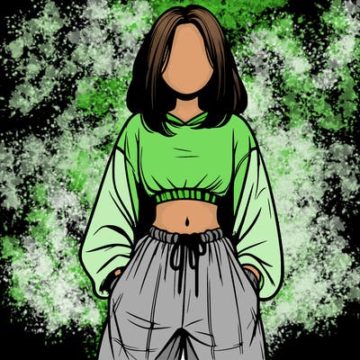 realistic girl faceless with baggy pants and a crop top