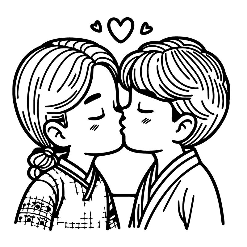 boy and girl kissing