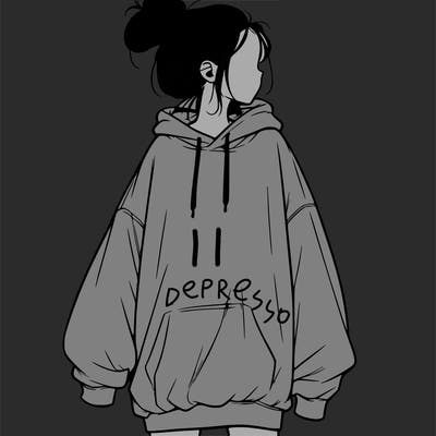realistic girl with a oversized sweatshirt on and a bun
