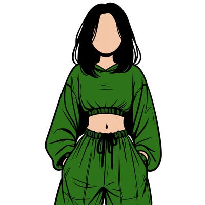 realistic girl faceless with baggy pants and a crop top