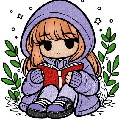 girl in oversized hoodie reading a book