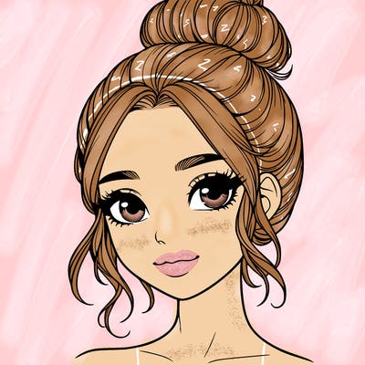 realistic pretty girl with hair in bun