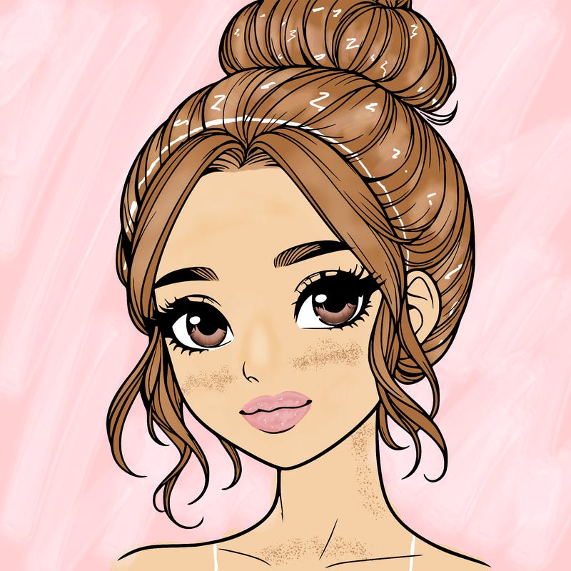 realistic pretty girl with hair in bun