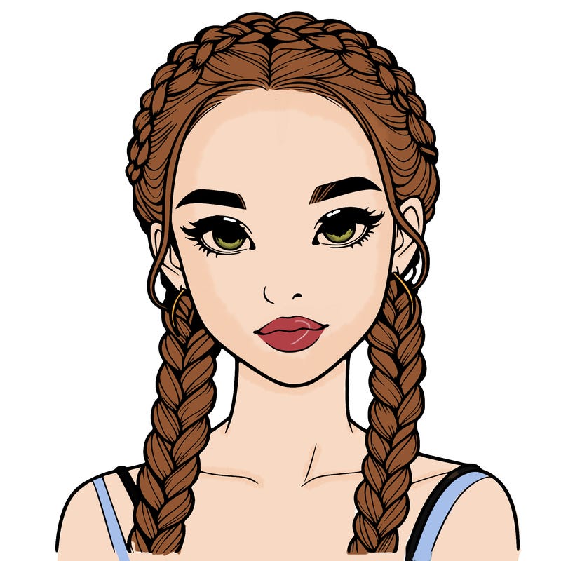 realistic girl with braids