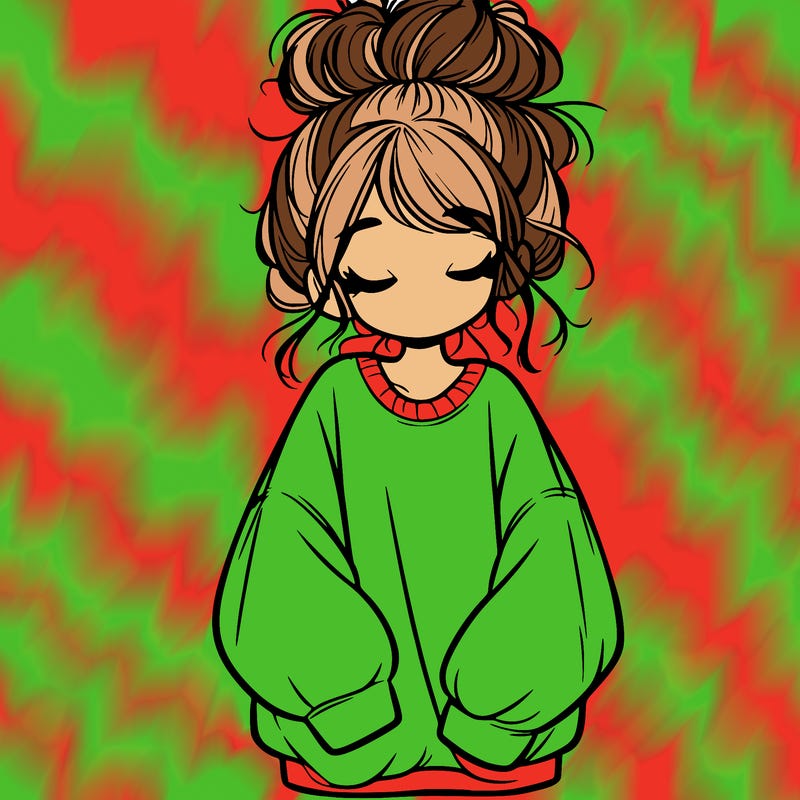 girl with baggy sweatshirt and messy bun