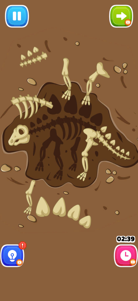 Organize ASMR: Tidy Games - A dinosaur skeleton assembly puzzle in a cozy organizing game