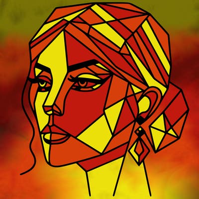 geometric art illustration of a woman's face