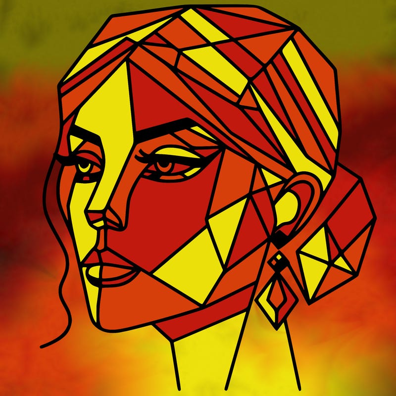 geometric art illustration of a woman's face