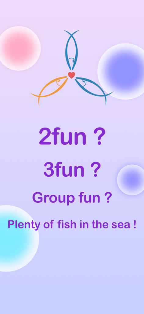 3Woo: Couples & Singles Dating - 3Woo dating app screen highlighting options for couples and groups with the phrase plenty of fish in the sea