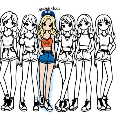 a group of girls wearing crop tops and shorts