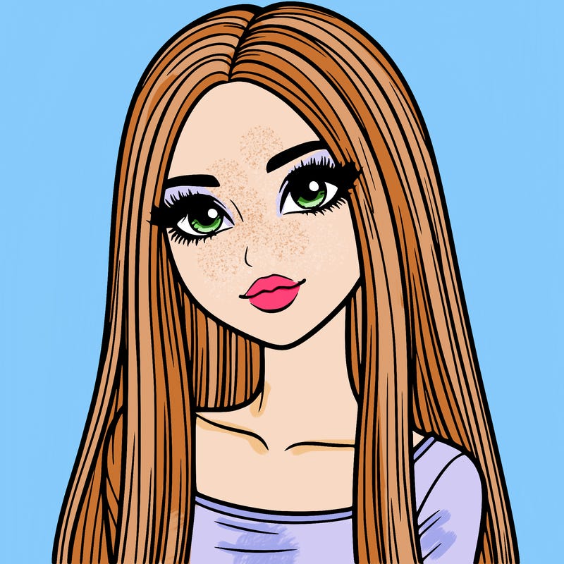 realistic girl with straight and long hair