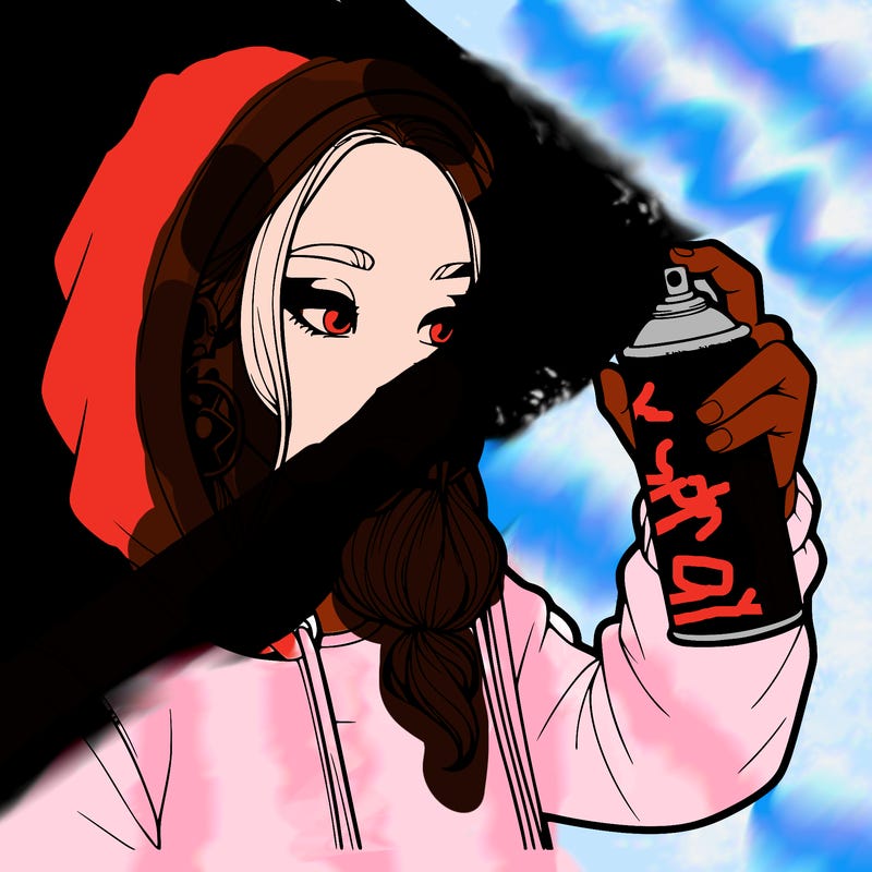 a realistic girl, spray painting