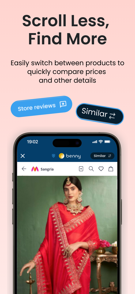 benny: AI fashion search - Benny fashion app interface for comparing prices and finding similar products