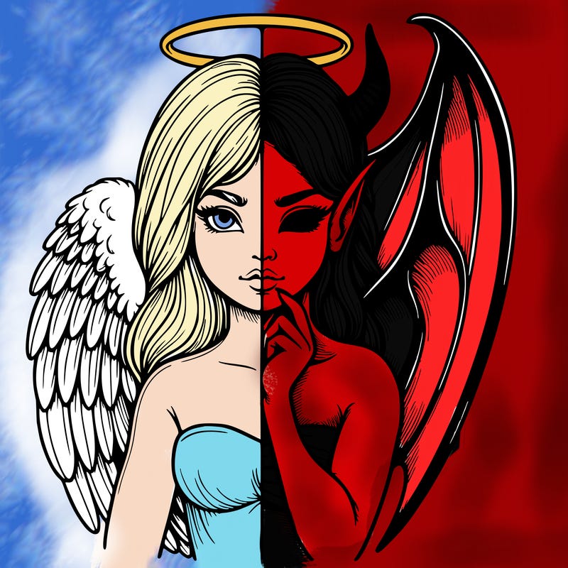 realistic angel half demon