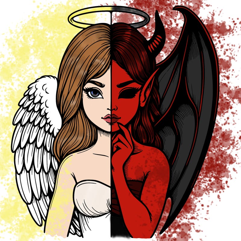 realistic angel half demon