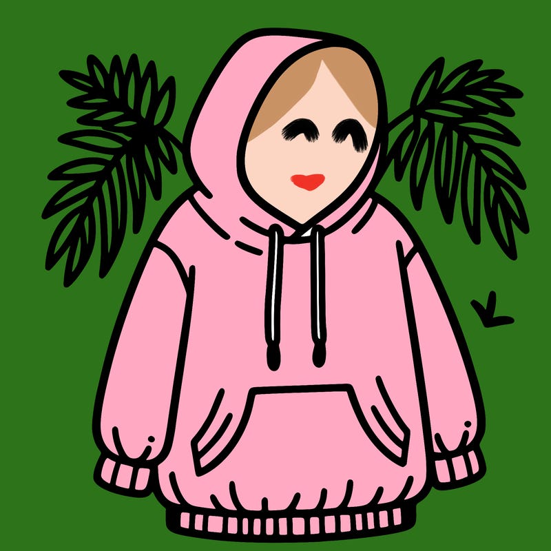 pink palm puff hoodie