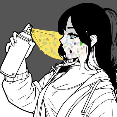 a realistic girl spray, painting