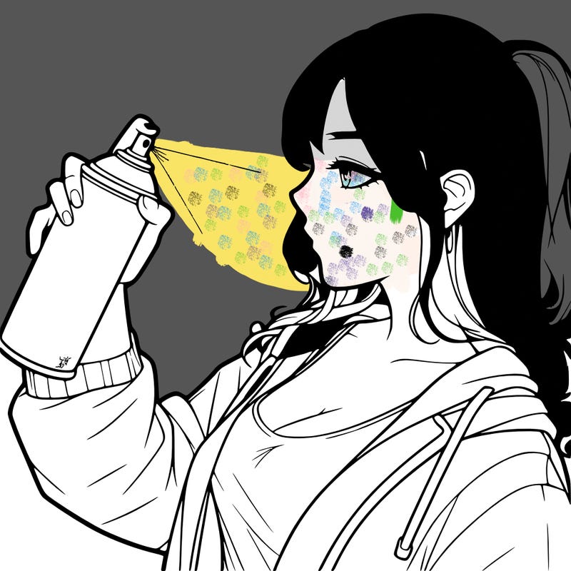 a realistic girl spray, painting