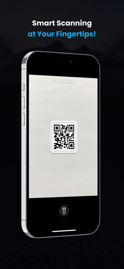 UltraZoom 200x - Super TeleCam - iPhone screen displaying the integrated QR code scanner feature of the UltraZoom 200x app.