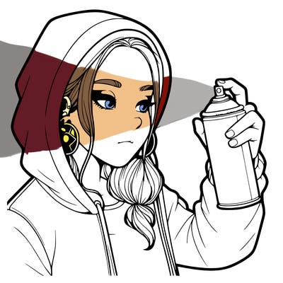 a realistic girl, spray painting