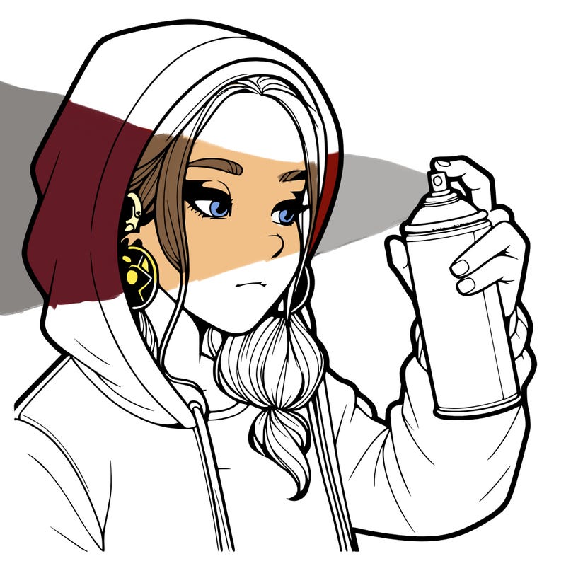 a realistic girl, spray painting