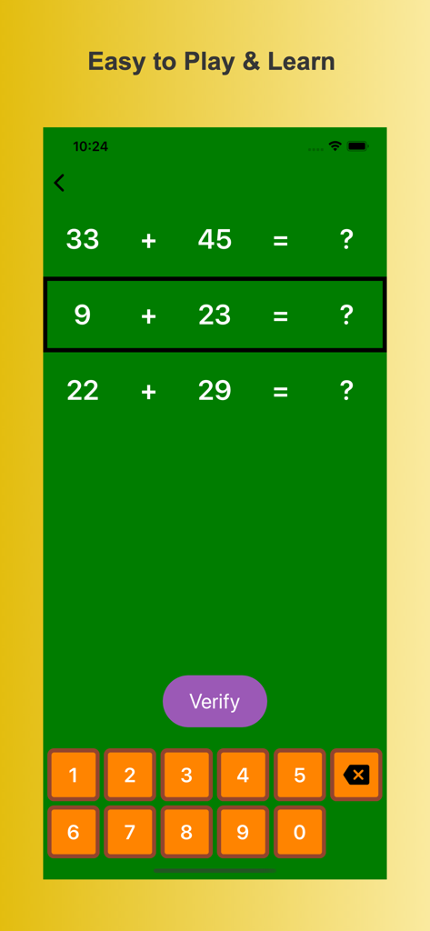 Splash Math app screenshot showing addition equations with a number keypad