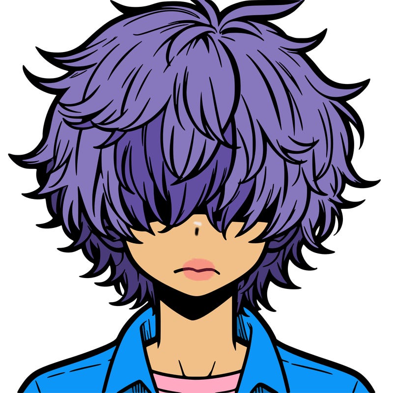 manga boy fluffy hair covering his eyes