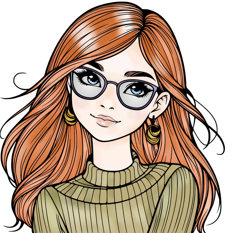 realistic girl with glasses